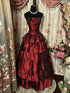 Gothic Wine Red Tiered Ruffle Ball Gown Taffeta Prom Dress, Wine Red Spaghetti Straps Long Party Dress