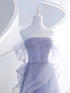 Light Purple Tulle with Lace Off Shoulder Formal Dress, Light Purple Tulle Prom Dress