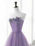 Light Purple A-line Tulle with Flowers Party Dress, Purple Tulle Prom Dress