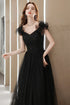 Black Tulle Sweetheart Long Party Dress, Black Beaded Tulle Formal Dress Prom Dress