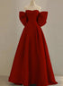 Wine Red Satin Long Prom Dress Party Dress, A-line Wine Red Evening Dress