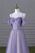 Lovely A-line Light Purple Tulle Beaded Long Party Dress, Light Purple Prom Dress