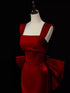 Wine Red Satin Straps Mermaid Long Formal Dress, Wine Red Prom Dress Evening Dress