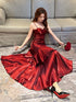 Wine Red Sweetheart Mermaid Straps Satin Party Dress, Wine Red Satin Prom Dress