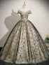 A-line Round Neckline Floral Lace And Tulle Party Dress, Lace Applique Long Sweet 16 Dress