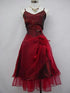 Wine Red Spaghetti Straps Party Dress with Layered Skirt, Beaded Wine Red Homecoming Dress