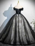 Black Tulle with Lace Off Shoulder Party Dress, Black Tulle Sweet 16 Dress