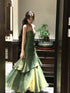 Charming Green Satin Straps Long Layers Evening Dress, Green Satin Long Party Dress Prom Dress