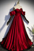 Lovely Black and Red Sweetheart Off Shoulder Party Dress, Black and Red Prom Dress