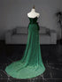Green Strapless Velvet and Sequins Long Party Dress, Green Mermaid Long Prom Dress