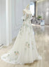 White Tulle with Lace Applique Party Dress, White Tulle A-line Prom Dress Evening Dress