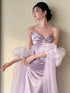 Light Purple Satin Sweetheart Chic Long Evening Dress, Light Purple Long Prom Dress