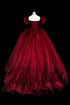 Wine Red Tulle Beaded Short Sleeves Long Formal Dress, Wine Red Ball Gown Prom Dress