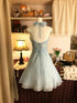 Cute Halter Chiffon Party Dress Cocktail Mini Dress, Mint Blue Short Graduation Dress