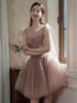 Cute Dark Pink Short Shiny Tulle Sweetheart Party Dress, Dark Pink Homecoming Dress
