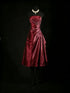A-line Wine Red Taffeta Beaded Strapless Homecoming Dress, Wine Red Knee Length Short Prom Dress