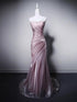 Pink Strapless Beaded Sweetheart Long Formal Dress, Pink Floor Length Lace-up Prom Dress