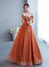 Off Shoulder Tulle with Lace Sweetheart Long Formal Dress, Sweet 16 Dresses