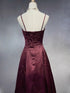 Elegant Wine Red Satin A-Line Evening Gown Embroidery, Wine Red Straps Prom Dress