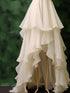 White Chiffon High Low Layers V-neckline Wedding Party Dress, Chiffon Evening Dress