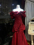 Wine Red Mermaid Off Shoulder Long Formal Dress, Elegant Wine Red Evening Dress