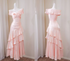 Pink Off Shoulder Ruffle Long Prom Dress,Satin Tiered Mermaid Maxi Dress Party Dress