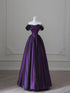 Elegant Off Shoulder Sweetheart Ball Gown Royal Formal Dress, A-line Black and Purple Party Dress