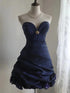 Cute Navy Blue Taffeta Strapless Homecoming Dress, Navy Blue Short Prom Dress Formal Dress