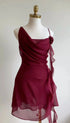 Wine Red Chiffon Short Party Dress Homecoming Dress, Wine Red Backless Short Party Dress