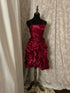 A-line Wine Red Satin Straps Knee Length Homecoming Dress, Wine Red Short Party Dress