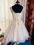Ivory Lace and Tulle Sequined Short Party Dress, Ivory Short Graduation Dress Formal Dress