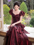Wine Red Off Shoulder Layers Sweetheart Prom Dress, Straps Wine Red Long Formal Dress