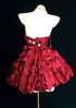 Strapless Wine Red Satin Cocktail Dress with Beadings, Sexy Mini Wine Red Homecoming Dress