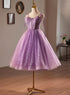 Purple Sweetheart Short Tulle Party Dress, Purple Homecoming Dress