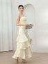Ivory Satin Straps Sweetheart Long Formal Dress, Ivory Satin Floor Length Prom Dress