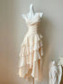 Ivory High Low Satin Straps Homecoming Dress, Ivory Satin Chic Prom Dress