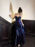 Navy Blue Sweetheart Straps Mermaid Party Dress, Navy Blue Sweetheart Prom Dress