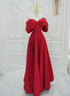 Pretty Red A-line Simple Long Party Dress, Red Satin Prom Dress