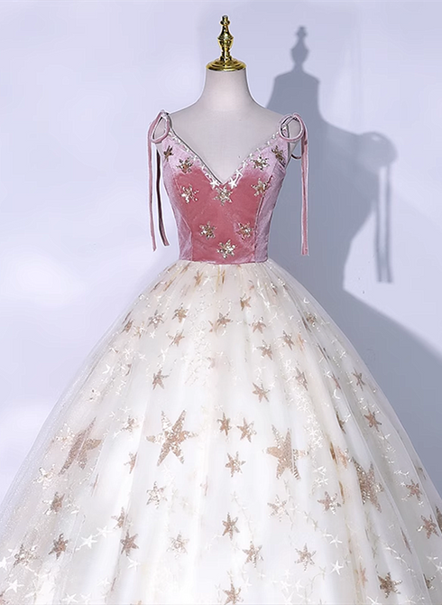 Lovely Ivory Tulle Ball Gown Straps Party Dress, Ivory Sweet 16 Dress Formal Dress