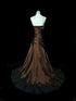 Elegant Brown Taffeta Mermaid Prom Dress with Lace Applique, Ruched Strapless Long Party Dress