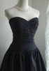 Black Satin Sweetheart Strapless Beaded Homecoming Dress, Black Short Party Dress Formal Dress