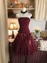 Wine Red Ruched Lace A-Line Formal Dress with Ribbon Bow, Wine Red Short Party Dress