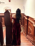 Wine Red Straps A-line Long Prom Dress Party Dress, Wine Red Satin Evening Dress