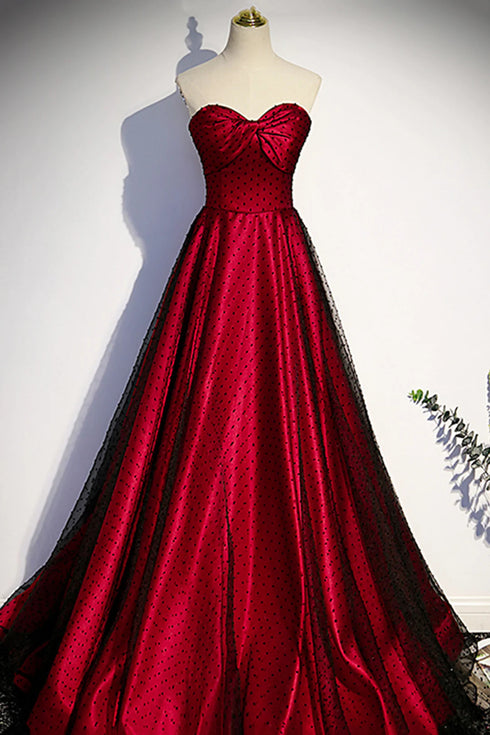 Lovely Black and Red Sweetheart Off Shoulder Party Dress, Black and Red Prom Dress