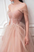 A-line Pink Tulle Beaded Sweetheart Off Shoulder Evening Dress, Pink Tulle Prom Dress