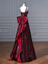 Wine Red Sequins Straps A-line Prom Dress, Wine Red Long Sweetheart Evening Dress