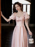 Pink Satin A-line Sweetheart Party Dress Prom Dress, Pink Long Party Dress Evening Dress