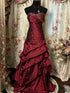 Wine Red Taffeta Beaded Sweetheart Long Prom Dress, Wine Red Long Strapless Evening Dress