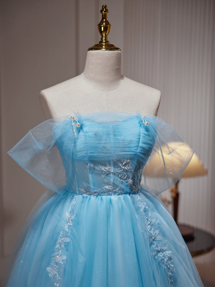 Vive La Fete Light Blue Tulips Applique Pique Dress