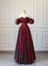 Wine Red Off Shoulder Long Formal Dress, Sweetheart Wine Red Formal Dress